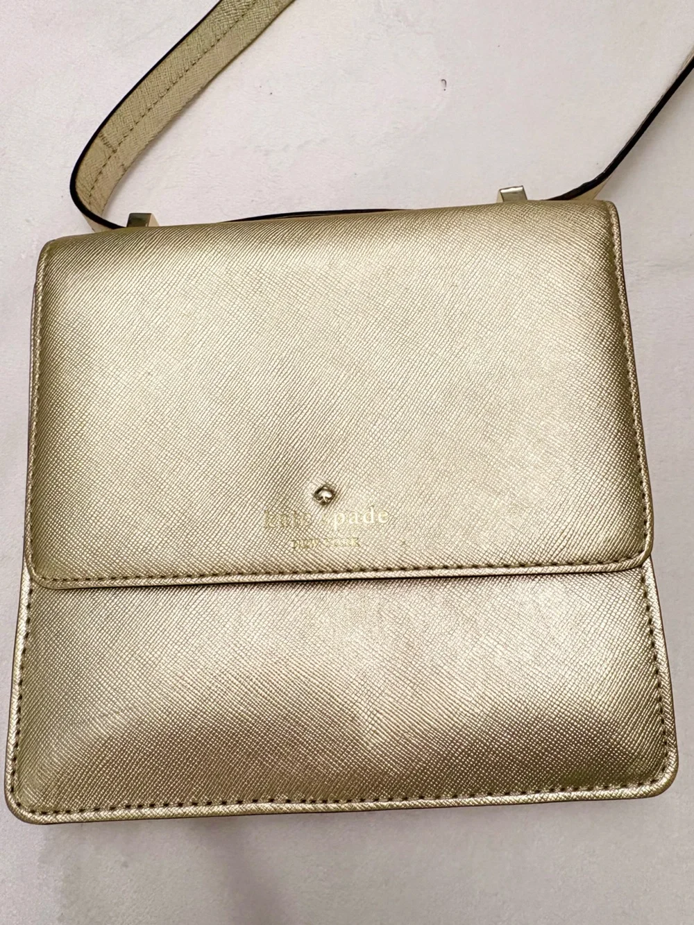 Kate Spade Women's Metallic Gold Crossbody Bag - Sleek Shoulder Purse